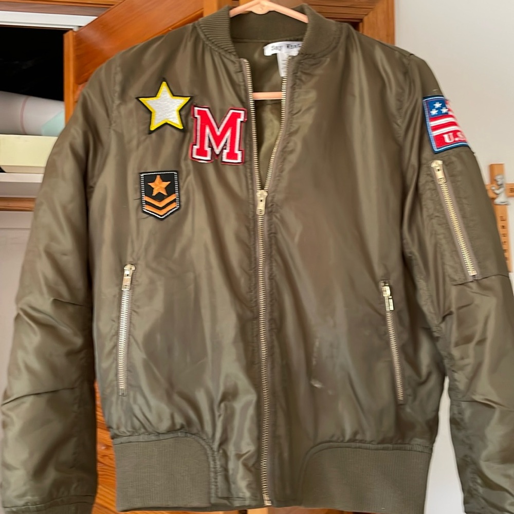 Say What? Brand bomber jacket, Size Small in great condition in olive green.